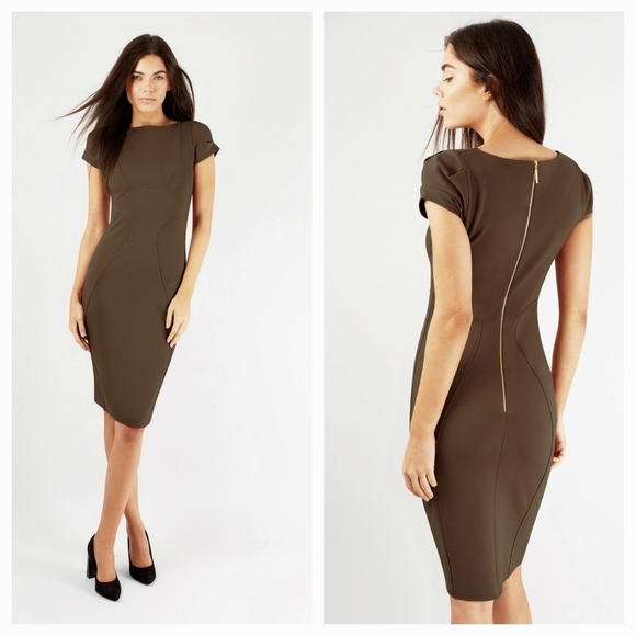 This pencil body shape brown-coloured bodycon is made from ever-so-flattering - Picture 1 of 9